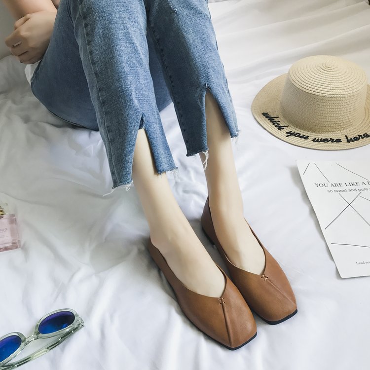 Dame nan firkantet Ballerina-sneakers i blødt kunstlæder med polstret komfortfodbund Skovae