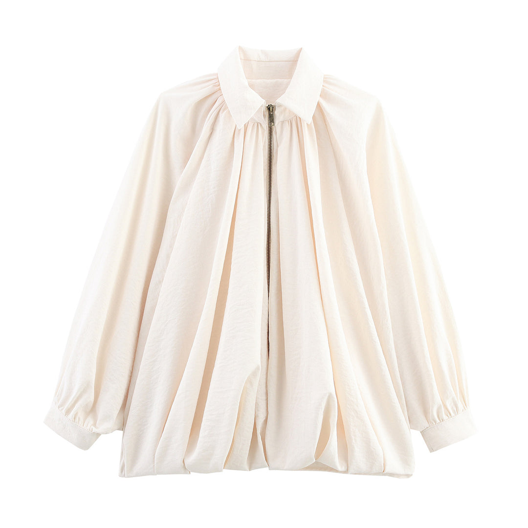 Femme Plisseret Oversized Bluse med elegant Krave Stilla