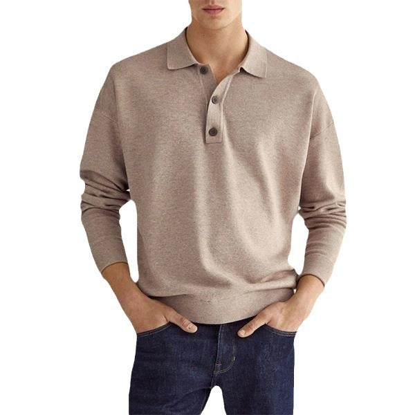 Herre Sweatshirt med polokrave og knapliste Stilla