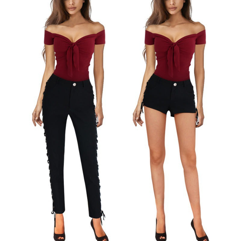 Dame Off-Shoulder Knotenoberdel Stilla