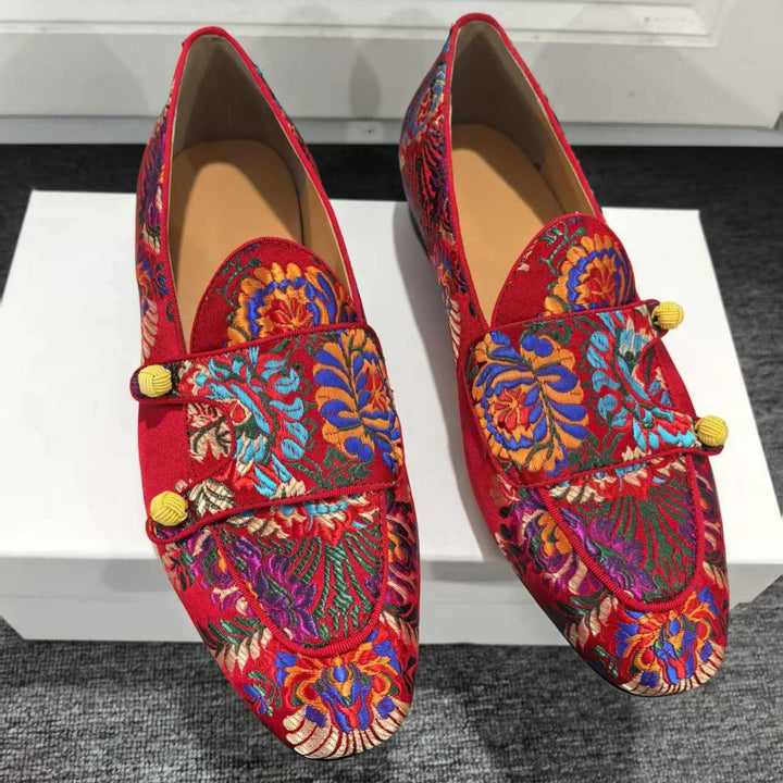 Femme Ornate Floral Broderet Slip-On Loafers Stilla