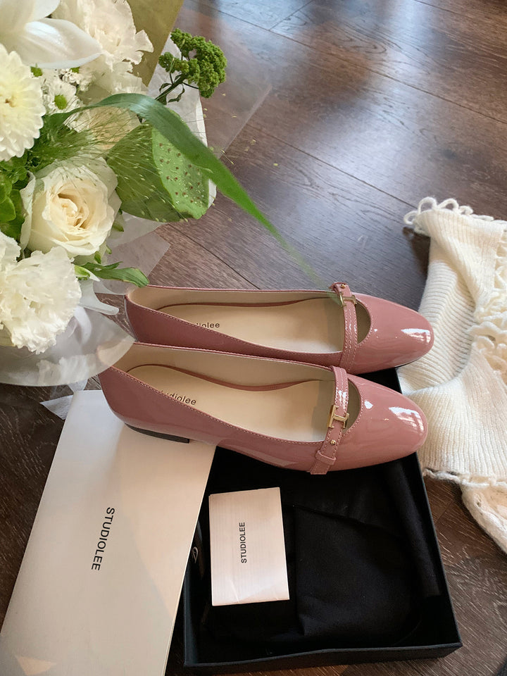 Dame Chic Spids Tå Mary Jane Ballerinas med Spænde-Detalje Stilla