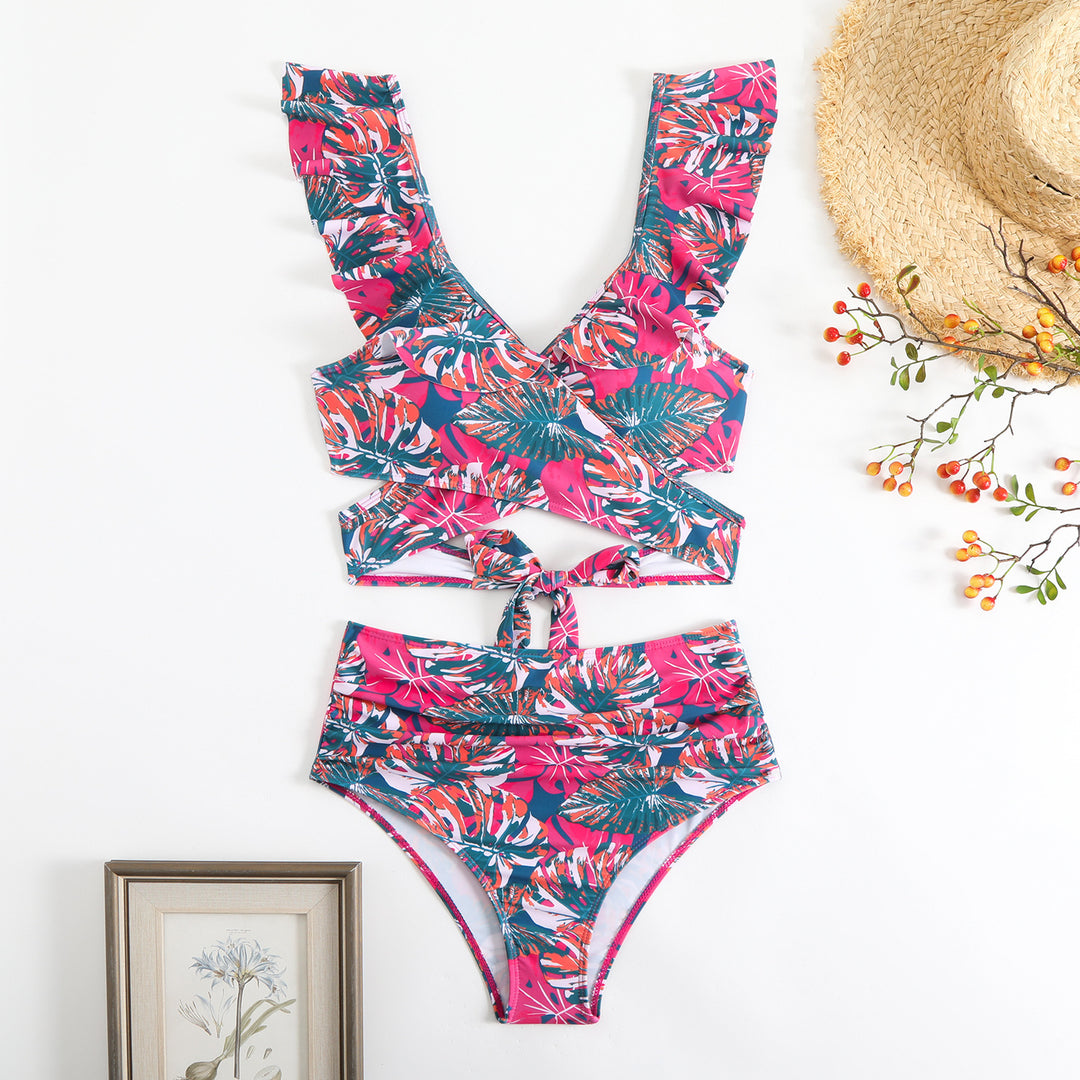 Dame bikini sæt med muntert blomsterdesign og raffineret rygskæring Stilla