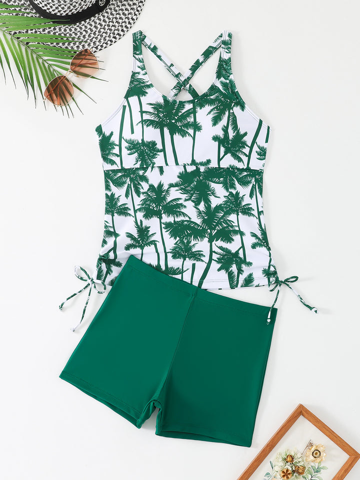 Dame Sporty Tankini-sæt med blomstermotiv og justerbare stropper Skovae