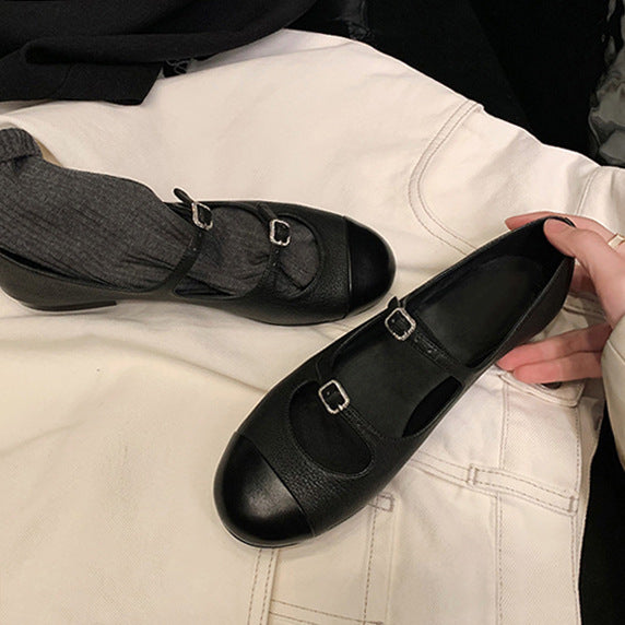 Dame elegante Mary Jane Ballerinas med to stropper og spænde-detajle Stilla