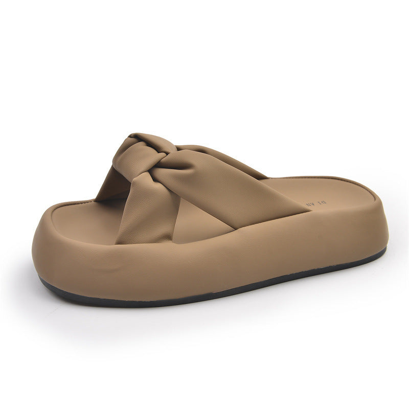 Femme Knoten-detalje Slide Sandaler Stilla