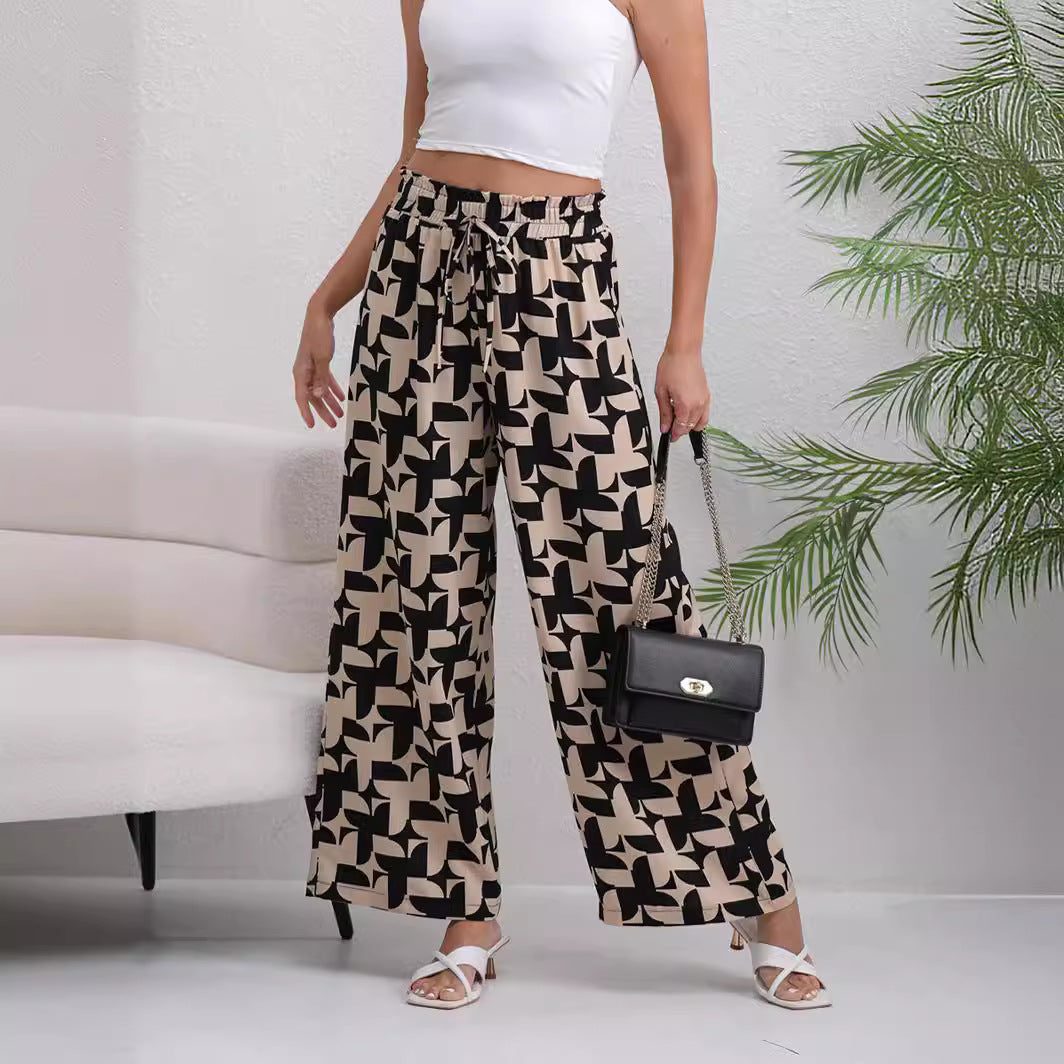 Dame løse chinos i geometrisk design Stilla
