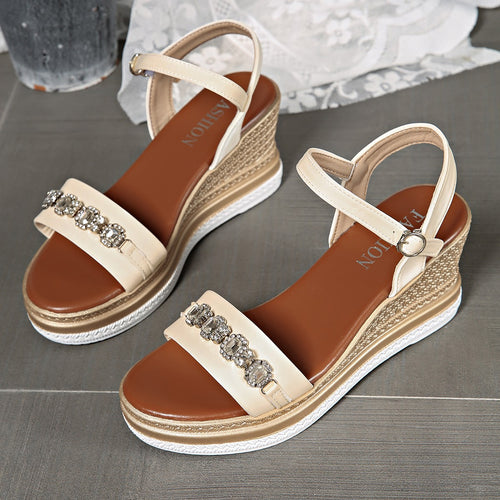 Dame Wedge-sandaler med elegant smykkes accent og komfortabelt fodseng Stilla