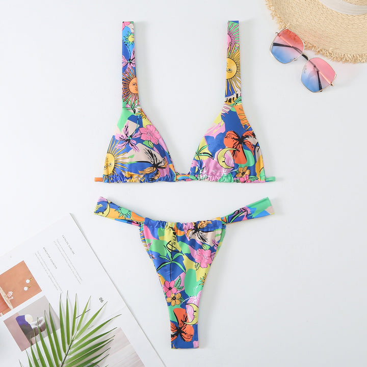 Femme Vibrant Floral Print Bikini Sæt Stilla