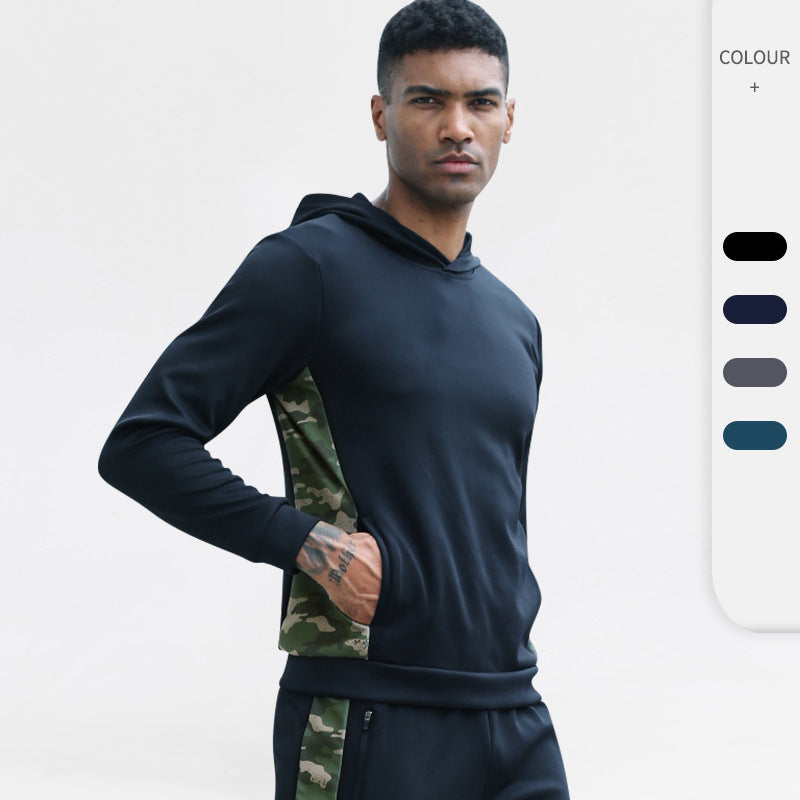 Herrer Sport hoodie med innovativ camouflage sideindsats og åndbare egenskaber Stilla