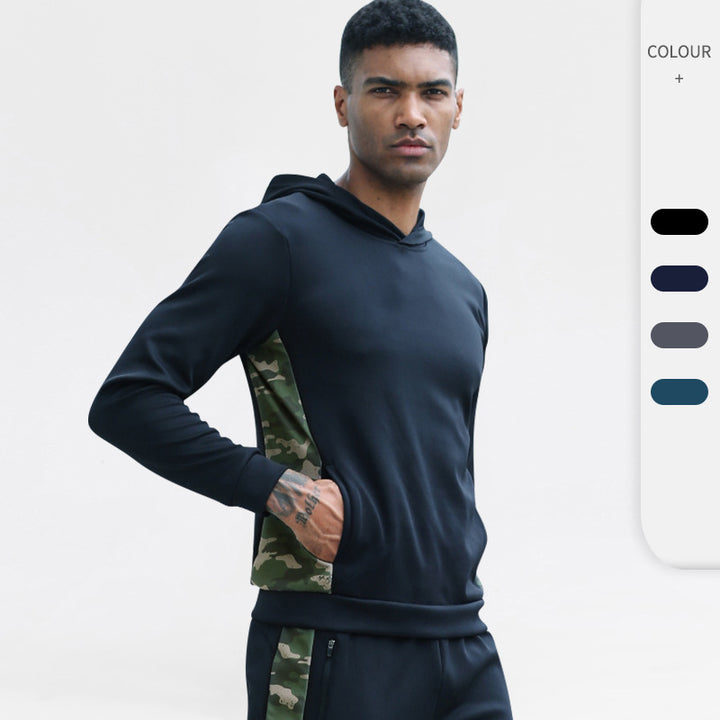 Herrer Sport hoodie med innovativ camouflage sideindsats og åndbare egenskaber Stilla