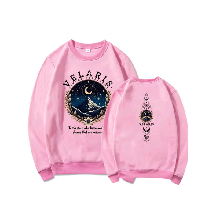 Kvinders sweatshirt med kunstnerisk nattehimmel motiv Skovae