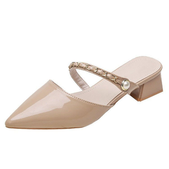 Dame Slingback-pumps med elegant kæde-detalje og stilfuld blokhæl Stilla