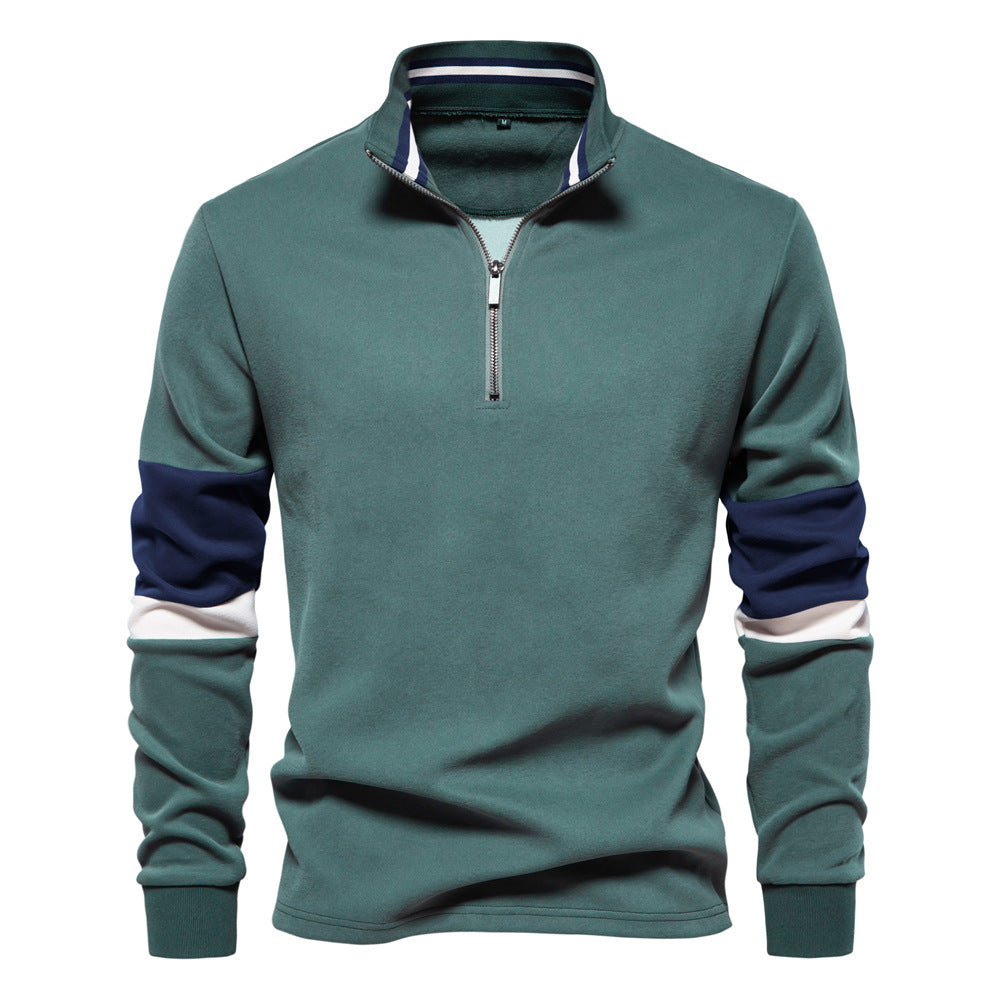 Herrer fleecepullover med krave og moderne lynlåsd design Stilla