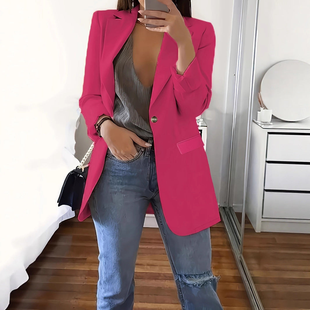 Damer Elegant Blazer med dyb V-hals og smal pasform Stilla