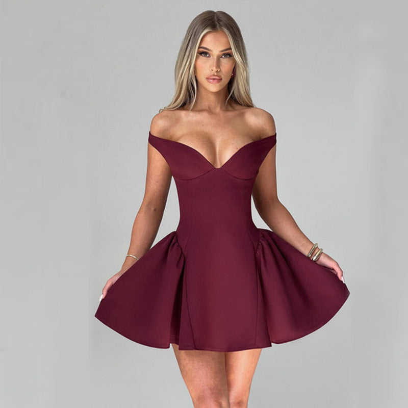 Femme Off-Shoulder A-linje Mini Kjole Stilla