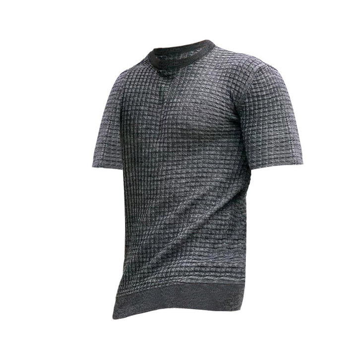 Herrer med vaffelstruktur kortærmet striktrøje med slim fit og elastisk ribkant Skovae
