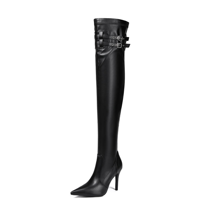 Dame Over-the-Knee Stiletto Høje Støvler med Dekorative Remme Stilla