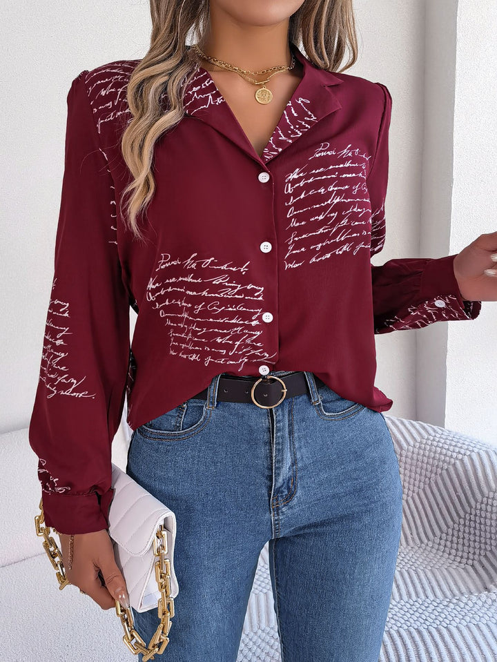 Damer Elegant Bluse med håndskrevet mønster Stilla