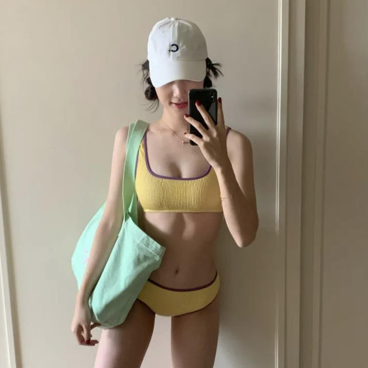 Femme Waffle Struktur Bikini Sæt Stilla