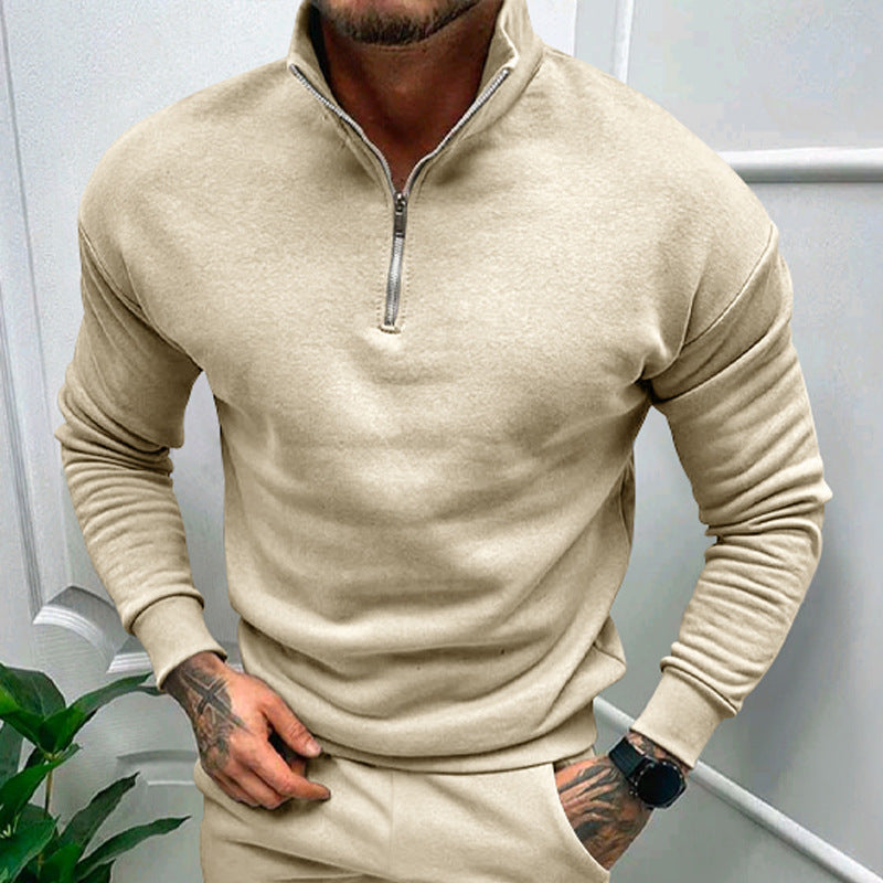 Herren sweater med halv lynlås og kvalitets bomuldsblanding Stilla