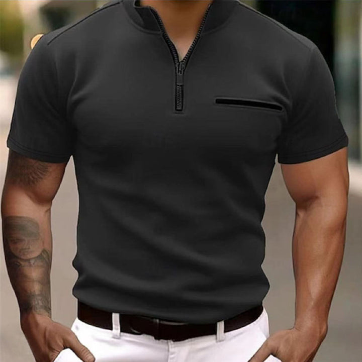 Herrer Korte Ærmer Polo T-Shirt med Lynlås Stilla
