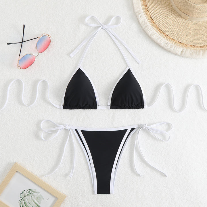 Dame Triangel-Bikini-Sæt med justerbare bånd og kontrastdesign Stilla