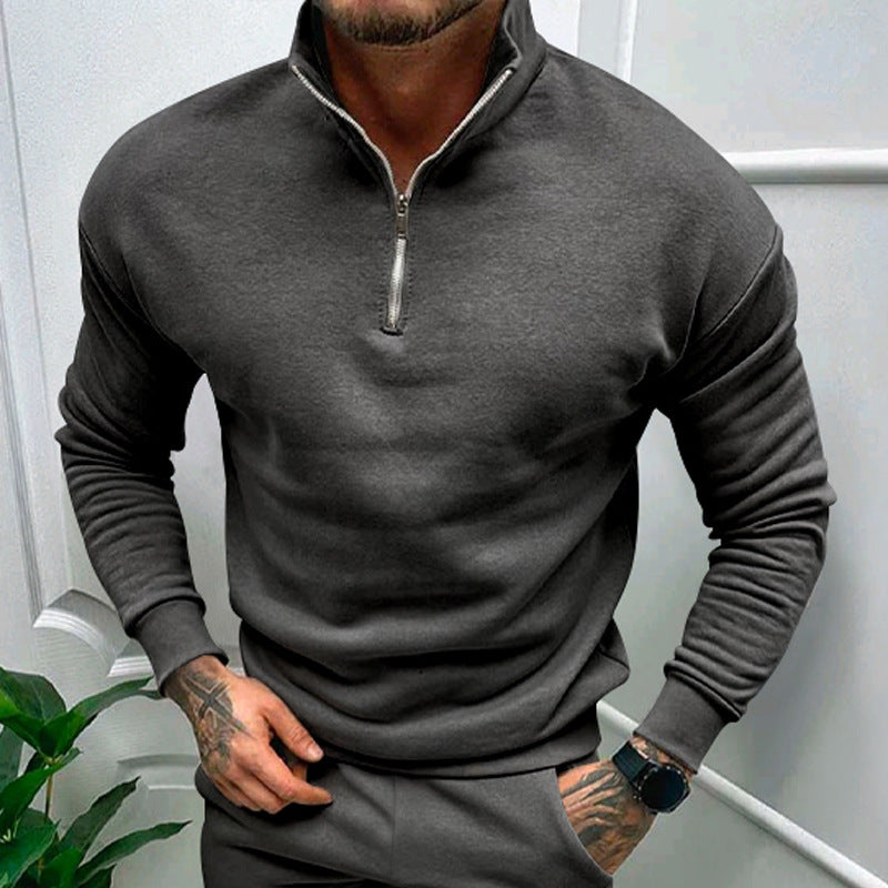 Herren sweater med halv lynlås og kvalitets bomuldsblanding Stilla