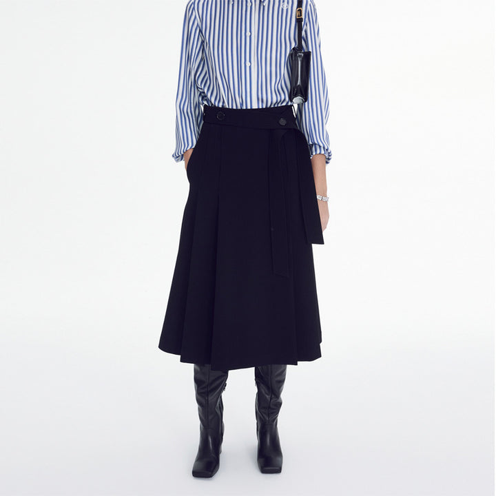 Damer Elegant Bluse med Fine Striber og Fashionable Knapstolpe Stilla