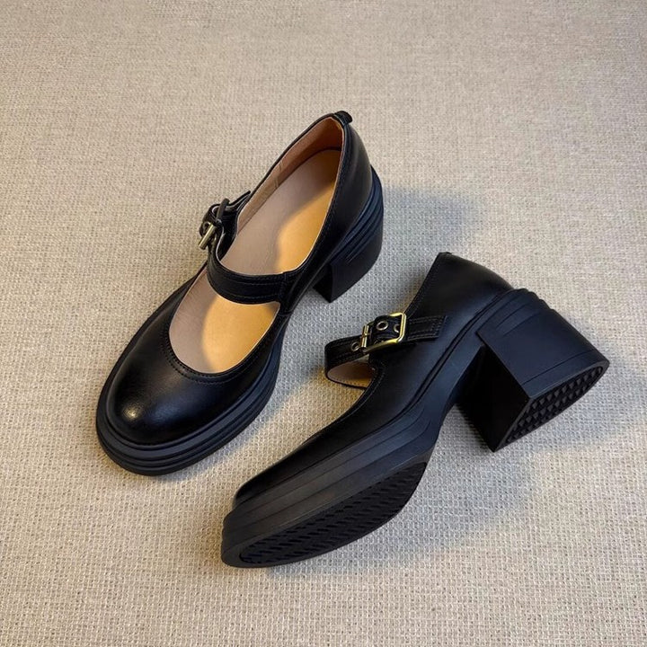 Dame Chunky Heel Mary Jane Kjole Sko med justerbar spænde Stilla