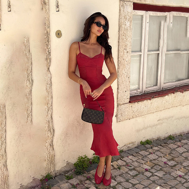 Damer Elegant Midi Kjole Stilla
