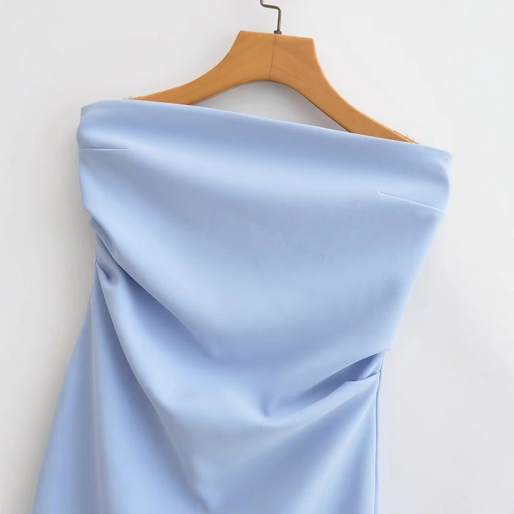 Dame Off-Shoulder Minikjole med krævende drapering Stilla