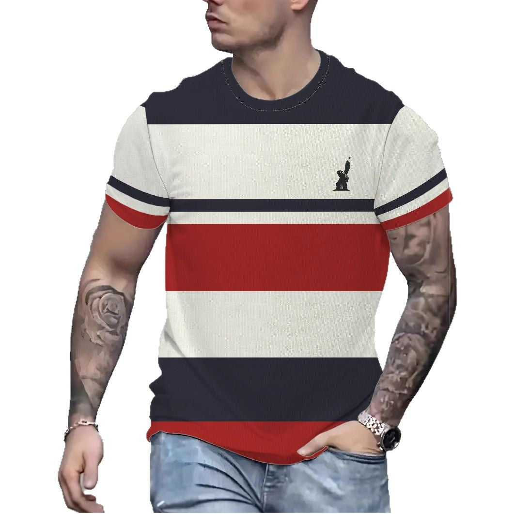 Herren T-shirt med moderne stribemønster og åndbart bomulds kvalitet Stilla