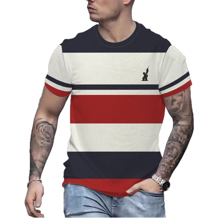Herren T-shirt med moderne stribemønster og åndbart bomulds kvalitet Stilla