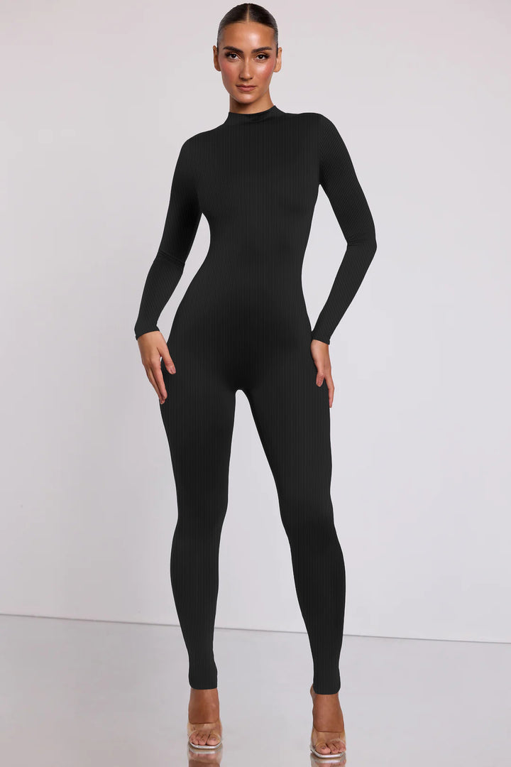 Dame moderigtig langærmet bodystocking med ribstruktur Stilla