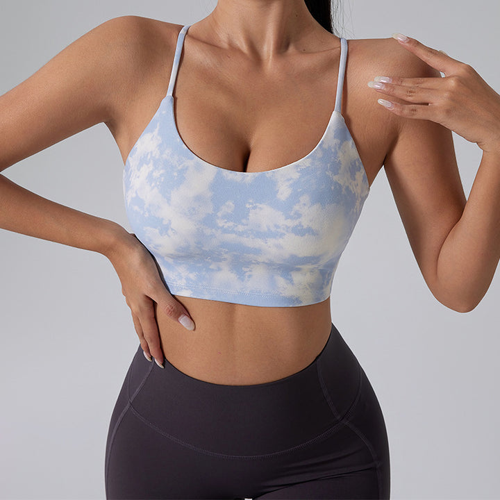 Dame Sporty Crop-Top med marmoreret design og justerbare stropper Stilla