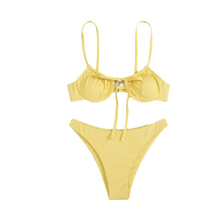 Dame triangel-bikini med dekorativ knude og elastisk materiale Stilla