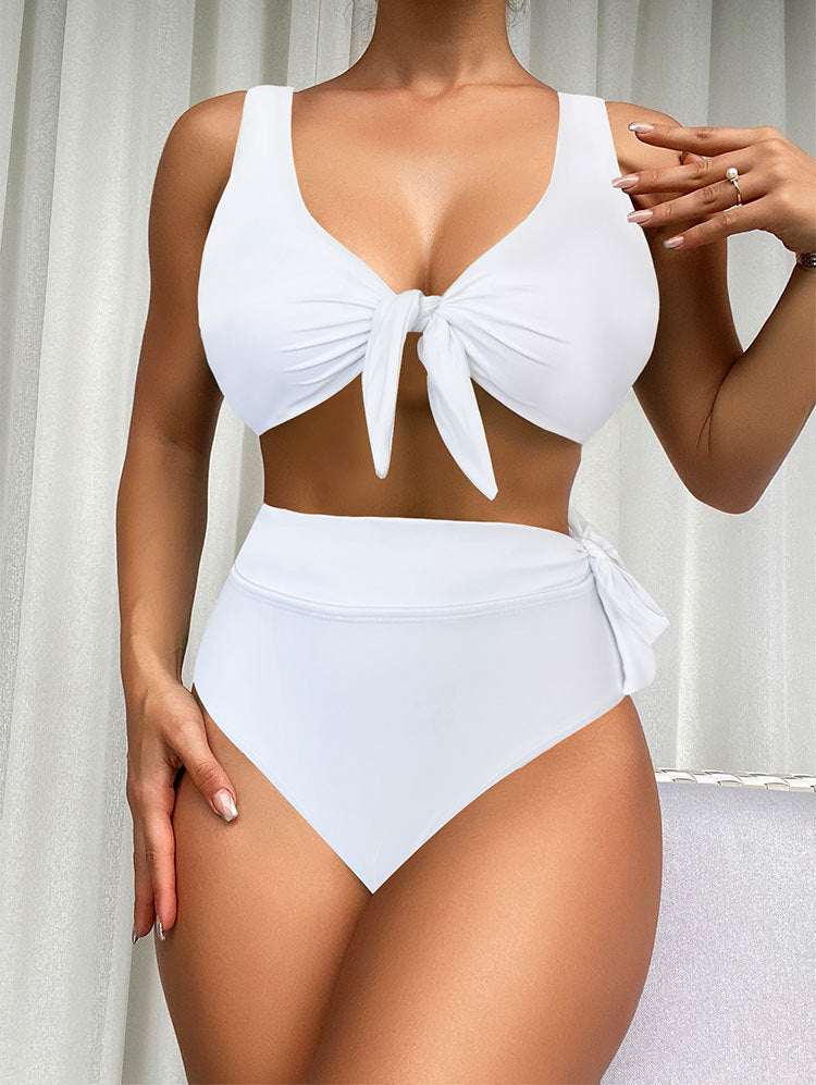 Dame Høj talje bikini-sæt med bindebånd og elegant pasform Skovae