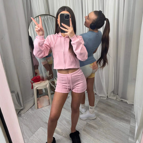 Kvinders sporty crop top og shorts sæt Skovae