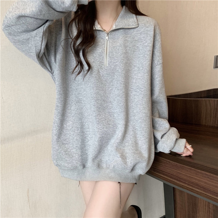 Femme Oversized Zip-Up Fleece Sweatshirt Stilla