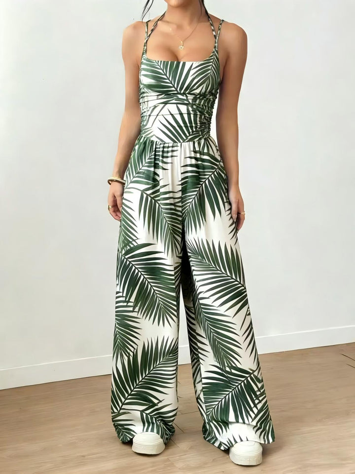 Dame Elegant Jumpsuit med brede ben og spaghetti-stropper Skovae