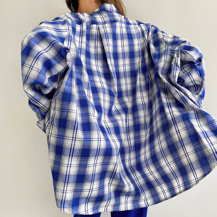 Dame overstørrelser ternet flannel skjorte i casual snit Stilla