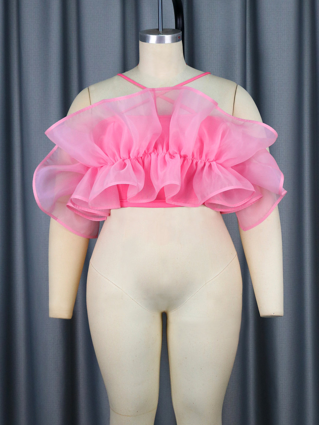 Dame Legende chiffon top med voluminøst flæse design Skovae
