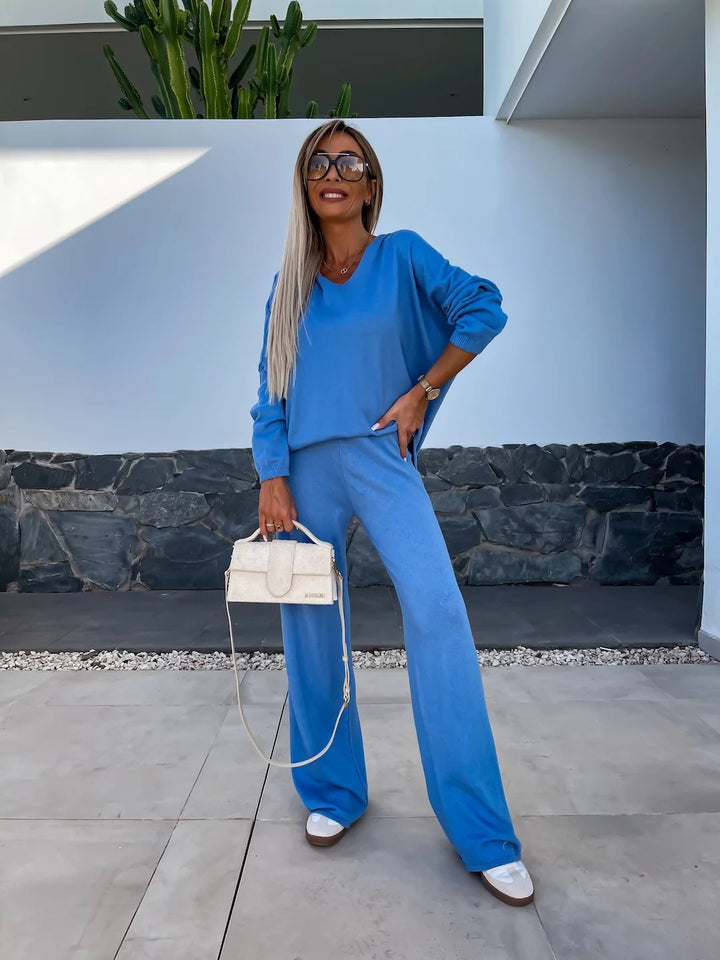 Kvinders fleece loungewear sæt med løs pasform og afslappet stil