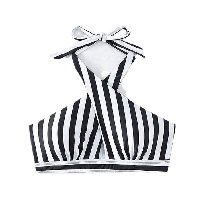 Dame Stilfuld Krydsryg Stribet Bikini-Top Stilla