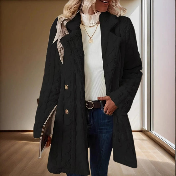 Dame elegant strikjakke med dobbelt knaplukning Stilla