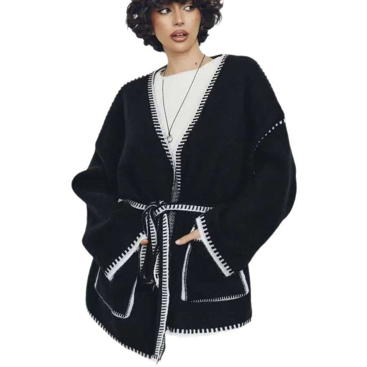 Femme Oversized Strikcardigan med bæltestedalje ved taljen Stilla