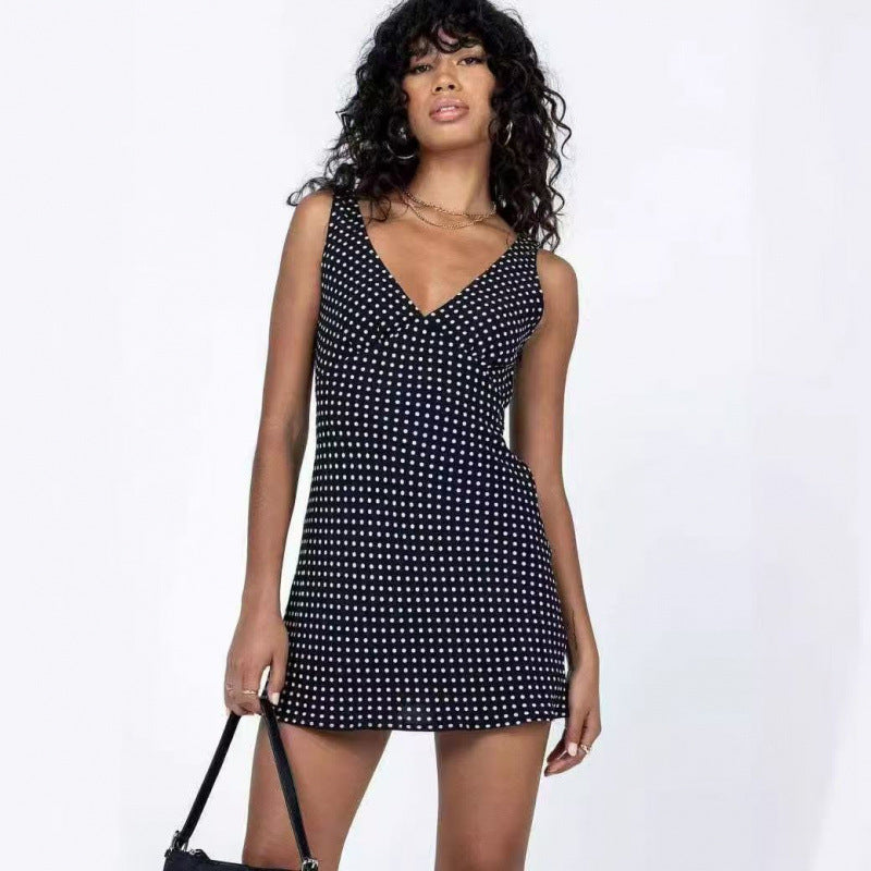 Dame Polka Dot Wrap Kort Kjole Stilla