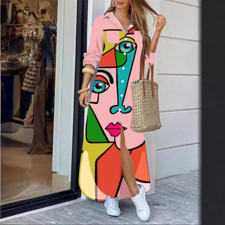 Femme Grafiktryk Maxi Kjole Stilla