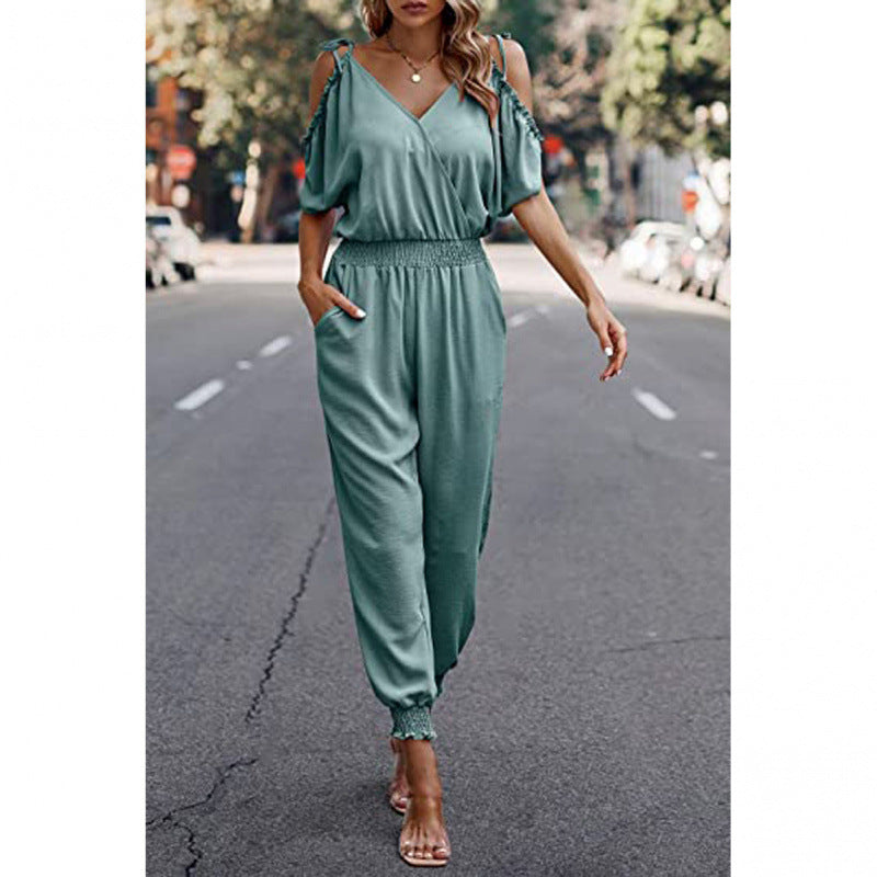 Femme Stilfuld Cold-Shoulder Jumpsuit med lommer Stilla
